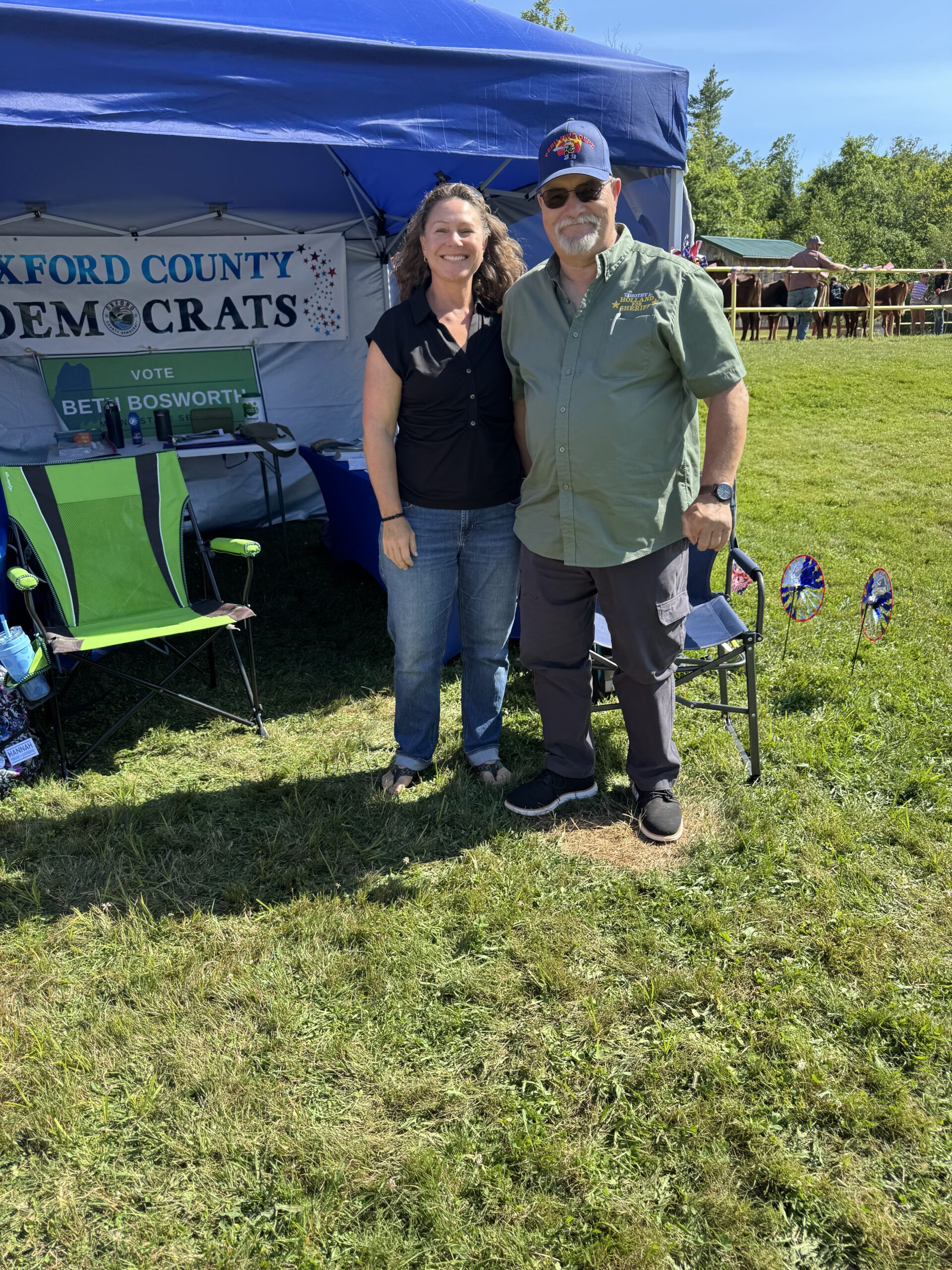 Maine Senate candidate Beth Bosworth and Sheriff candidate Tim Holland at the Waterford Worlds Fair.