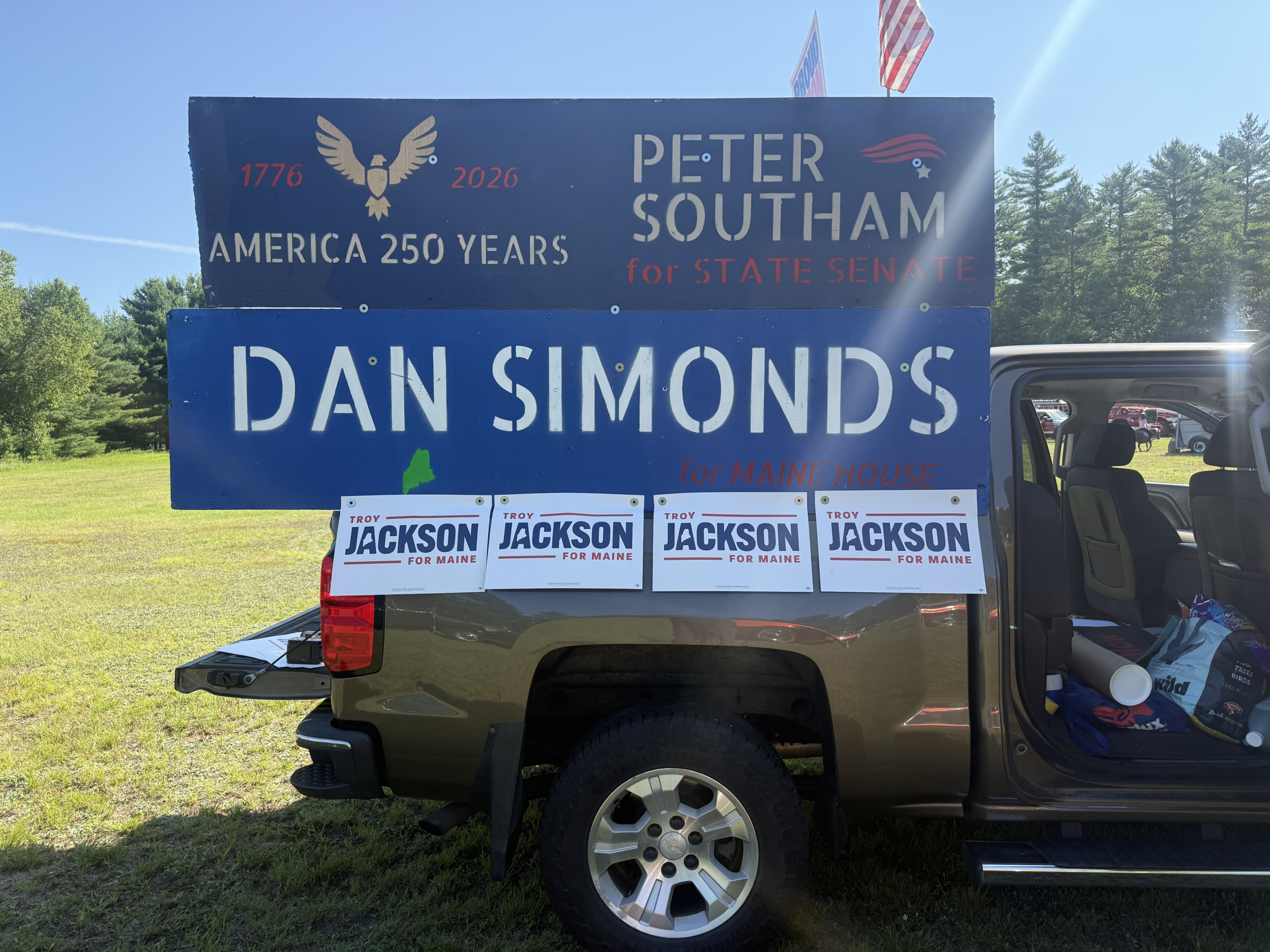 Truck signs promoted Democratic candidates