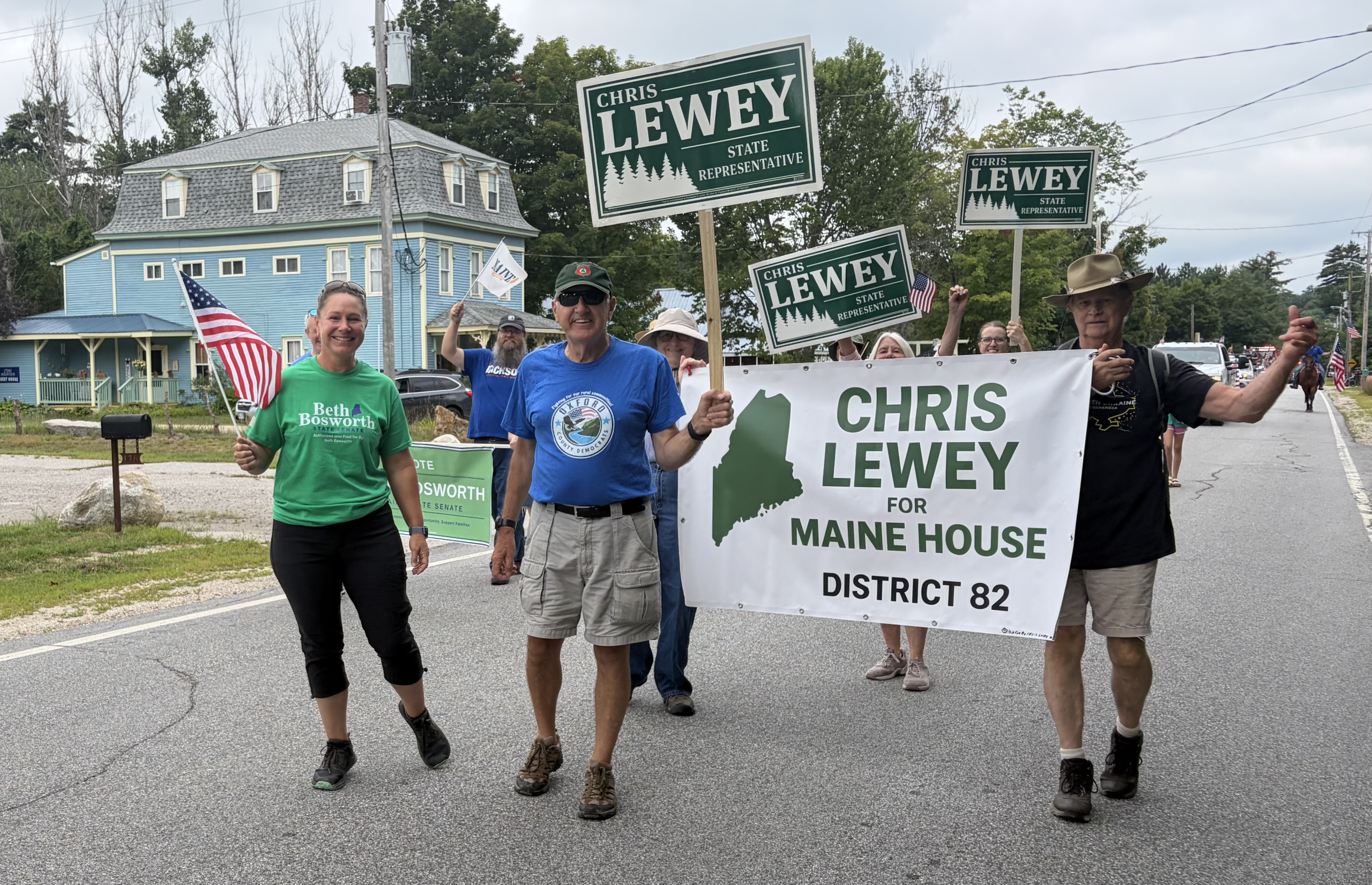 Beth Bosworth and Chris Lewey marched in the Brownfield Old Home Day parade on August 8